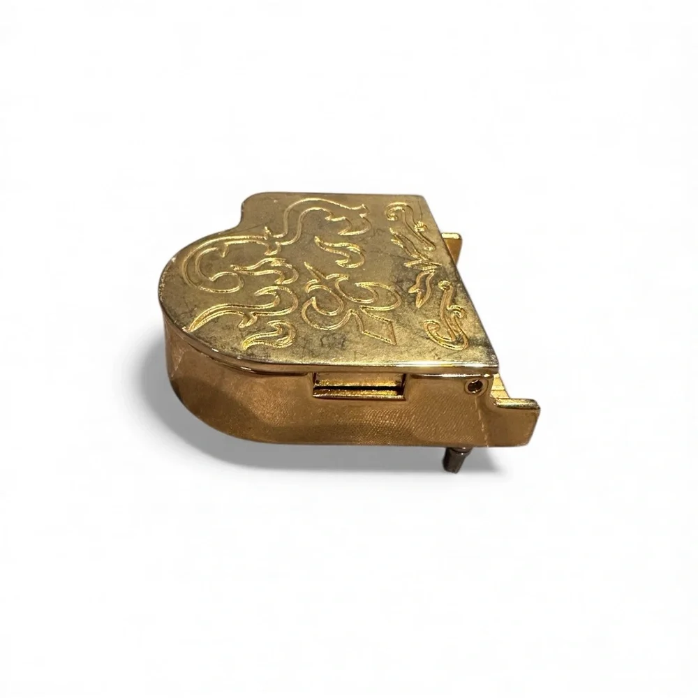 Gold Piano Shaped Miniature Gold Tone Clock